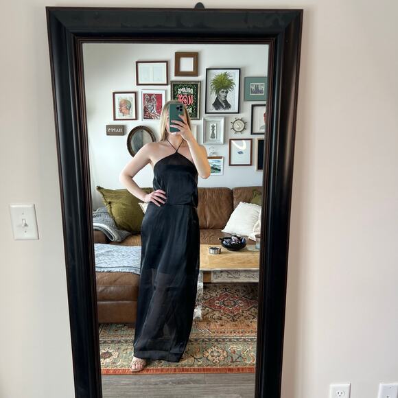 NWT Reformation Cana Black Halter Top Back Slit Long Occasion Dress (Sz 12) - Picture 13 of 13